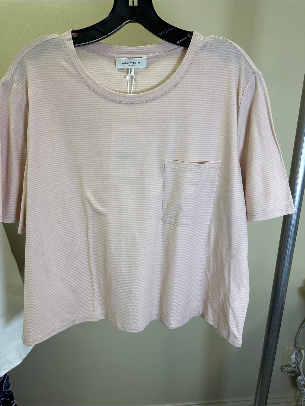 Lafayette 148 New York Light Pink Short-Sleeve Pocket Tee